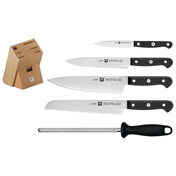 Bloc Zwilling Gourmet 4 couteaux et 1 fusil pour la cuisine 0,000000 Bois