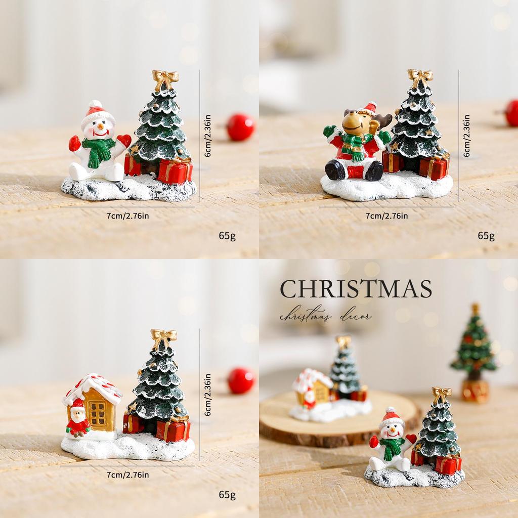 Casa Miniatura de Resina de Natal Boneco de Neve Decoração Cênica Para Display Festivo de Mesa
