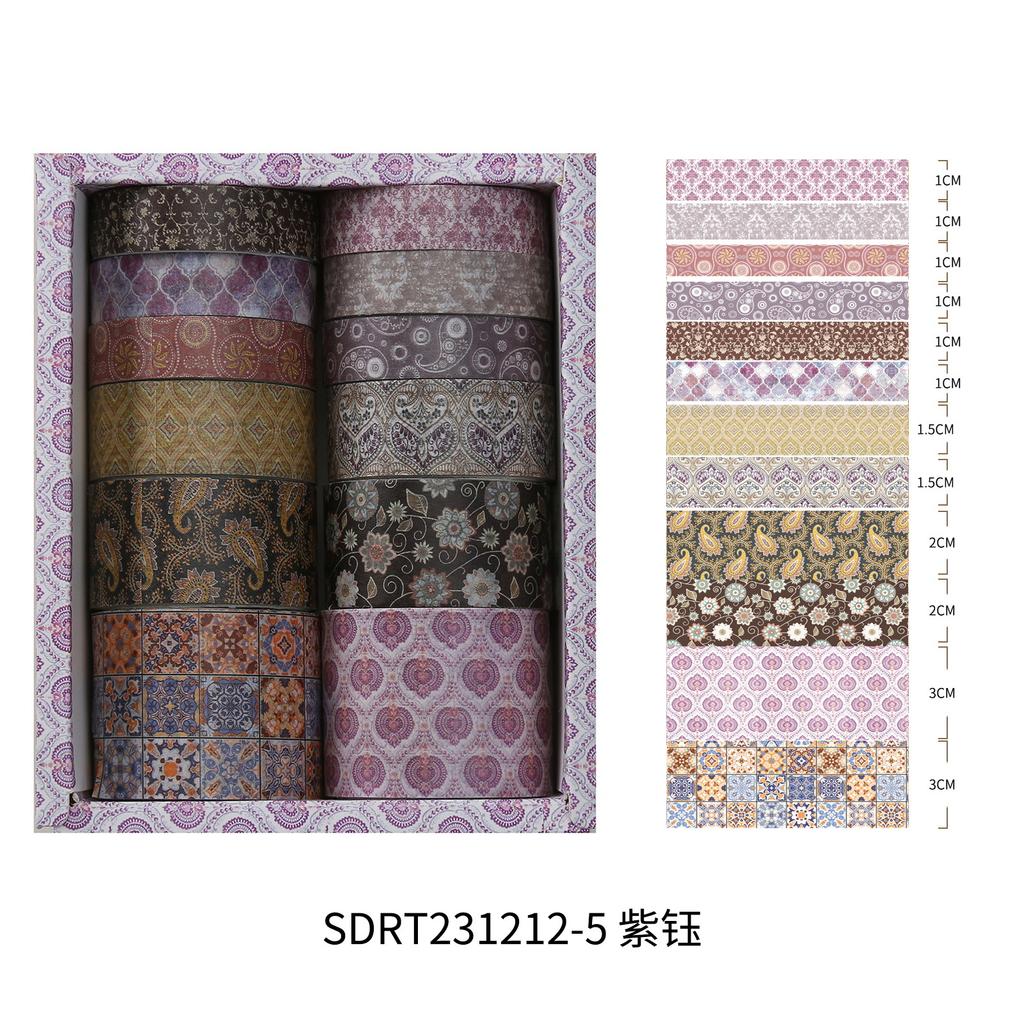 12 Rolls European Retro Washi Tape Scrapbooking Journaling DIY Planner Stationery Decor Art Creation Washi Tape Office Supplies