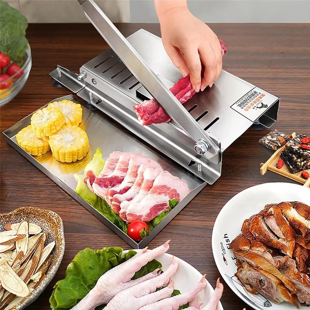 Stainless Steel Bone Cutting Machine Thickness Adjustable Mutton Rolls Cutter  Restaurant