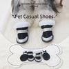 4 Stück/Set Reflektierende Wasserdichte Winter-Hundeschuhe Verdickte Warme Anti-Rutsch-Hundeschuhe Weiche Sohle Samt Haustier-Schneestiefel Schneewandern