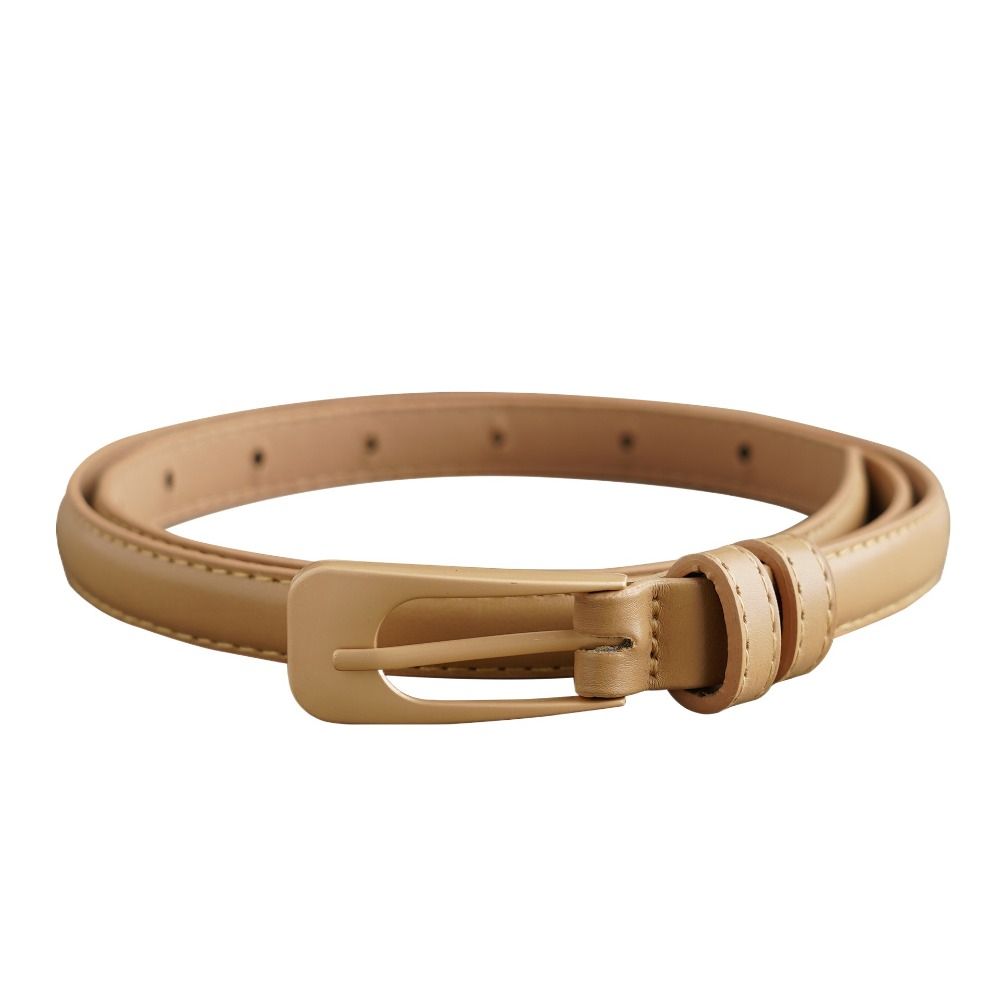 Zinc Zinc Alloy PU Leather Waistband Square Buckle Thin Waist Belt Classic Thin Belt  Jeans