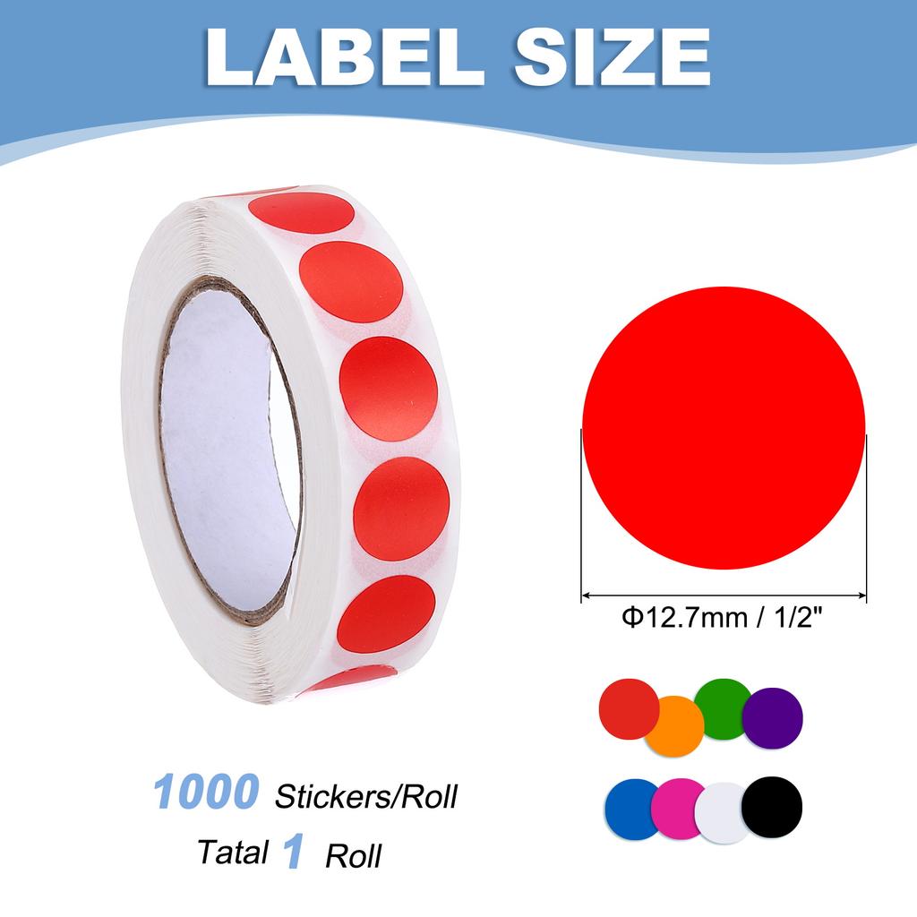 1000Pcs Colored Dot Stickers Color Coding Labels Blank Circle Stickers Adhesive Round Price Stickers for Office 12.7mm 19mm 25mm