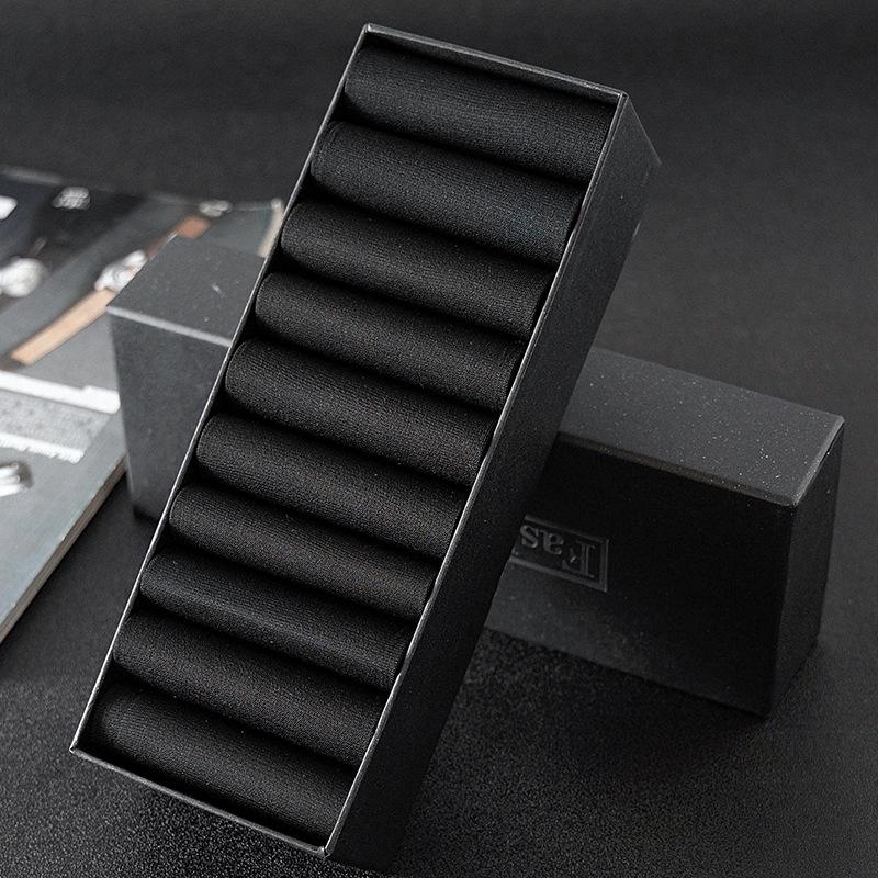 10 Par Męskich Skarpet Średniej Długości - Lekkie, Oddychające Cienkie Jedwabne Skarpety, Seria Jednokolorowa do Codziennego i Biznesowego Użytku