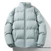 Men's Solid Color Stand Collar Cotton Jacket - Thick, Warm, Loose-Fit for Autumn/Winter