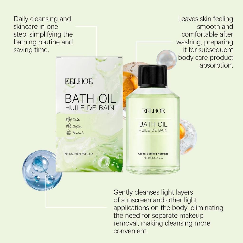 EELHOE Olio da Bagno Confortevole Delicato, detergente, idratante, deterge la pelle del corpo, leviga, rinfresca e dona comfort Olio da Bagno