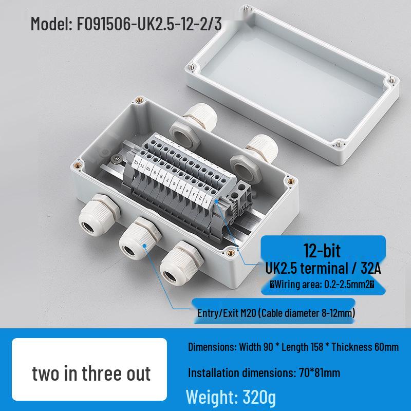 Waterproof Outdoor Junction Box with Cable Terminals