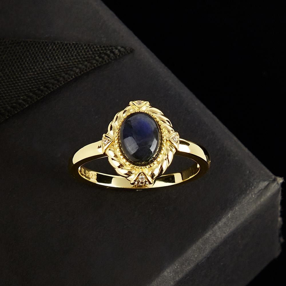 Beautiful 925 Sterling Silver Women's Ring Natural Labradorite Oval 6*8mm Gemstones Fine Jewelry for Birthday Gifts