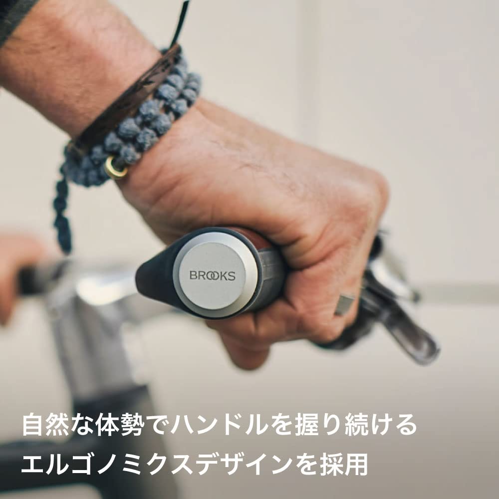 BROOKS Japanese Brooks Bicycle Grips ERGONOMIC LEATHER GRIP Ergonomic Leather Grip Black Ergonomic Design (Brooks) [Official Product] 130/100mm