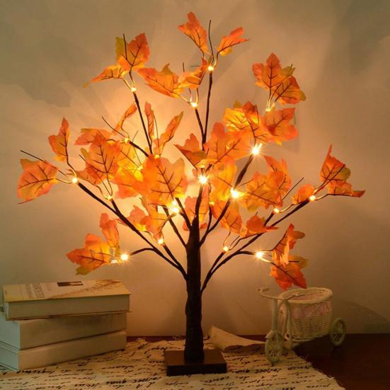 Maple Trees with Lights DIY Branches Maple Leaf Light Fall Thanksgiving Decorations for Home