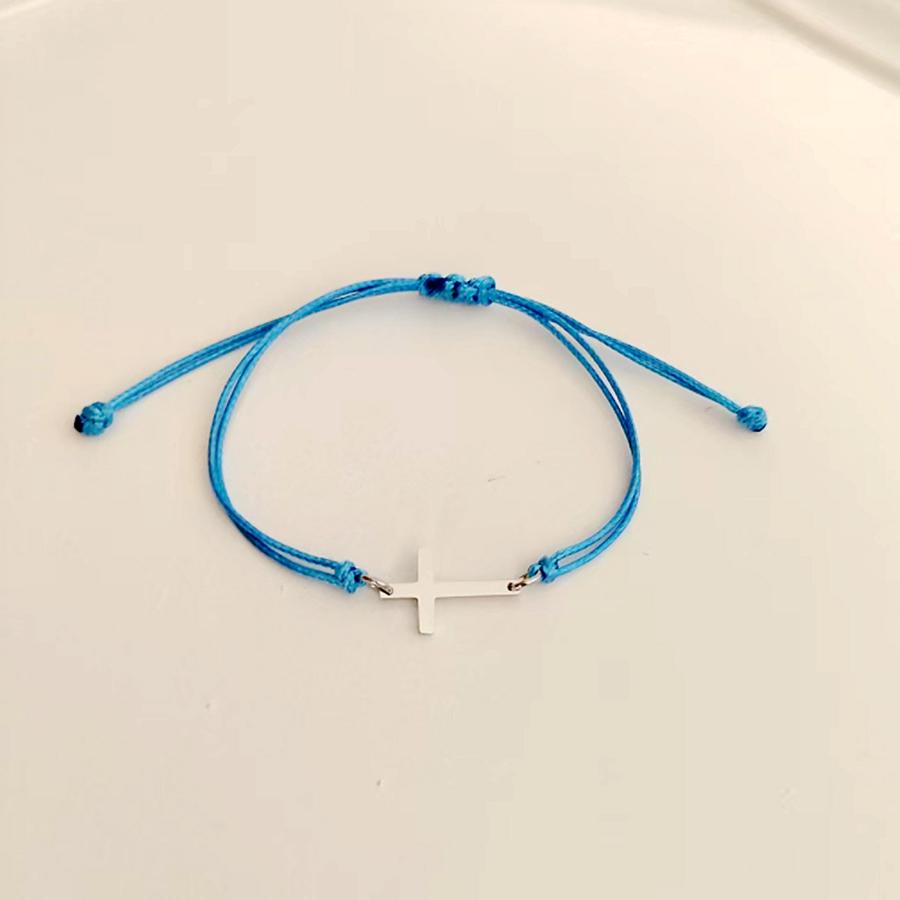 10pcs Handmade Stainless Steel Cross Charm Bracelet Men Braid Adjustable Lucky String Bracelets for Women Jewelry Gift