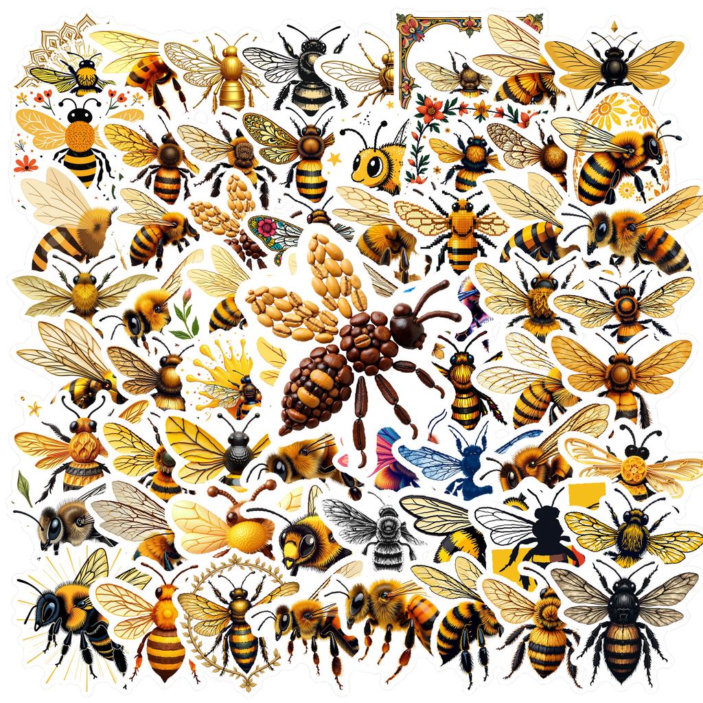 35-70pcs Bee Stickers Spring Summer Insect Graffiti Sticker Diy Skateboard Diary Laptop Decals Stationery Stickers