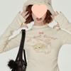 Girlyhalo Cat Print High Neck Pleated Waist Long Sleeve T-shirt for Women - Autumn/Winter Collection