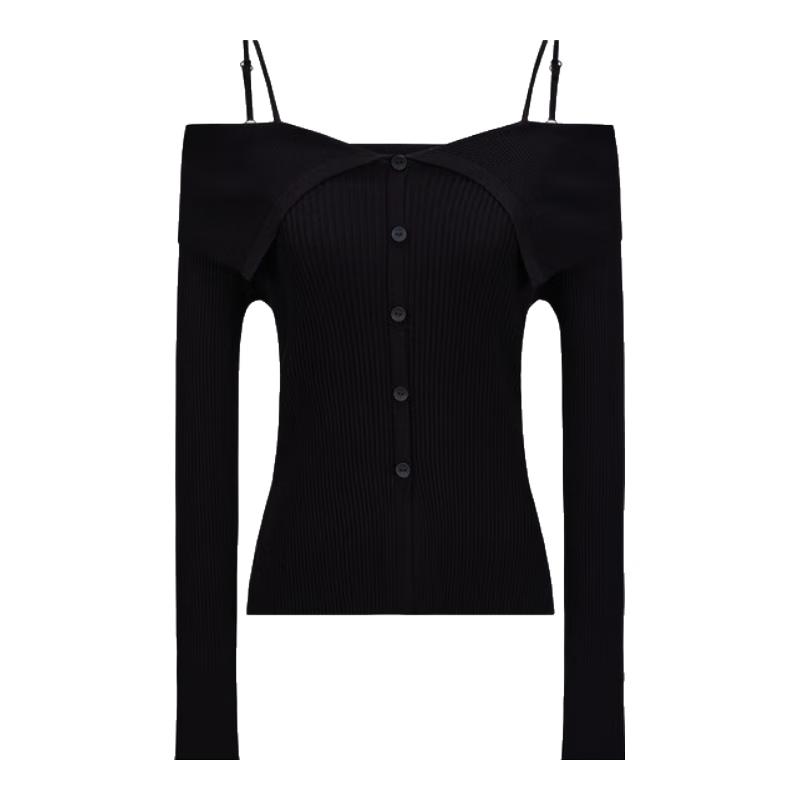 

Женский трикотажный топ UR с воротником, открытыми плечами и облегающего кроя L