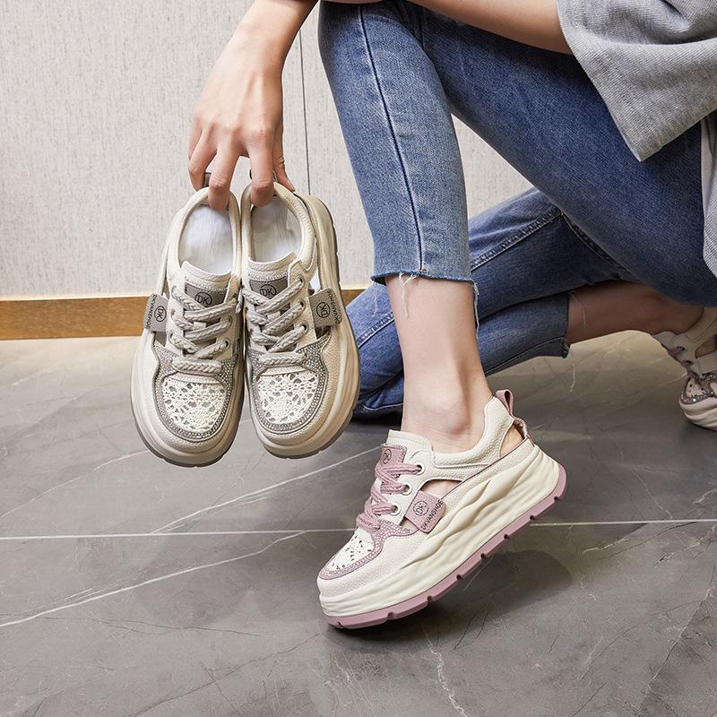New Trendy Simple Heightening Shoes Casual Breathable Student Single Shoes Women's Fashion Versatile Sports Breathable White Shoes