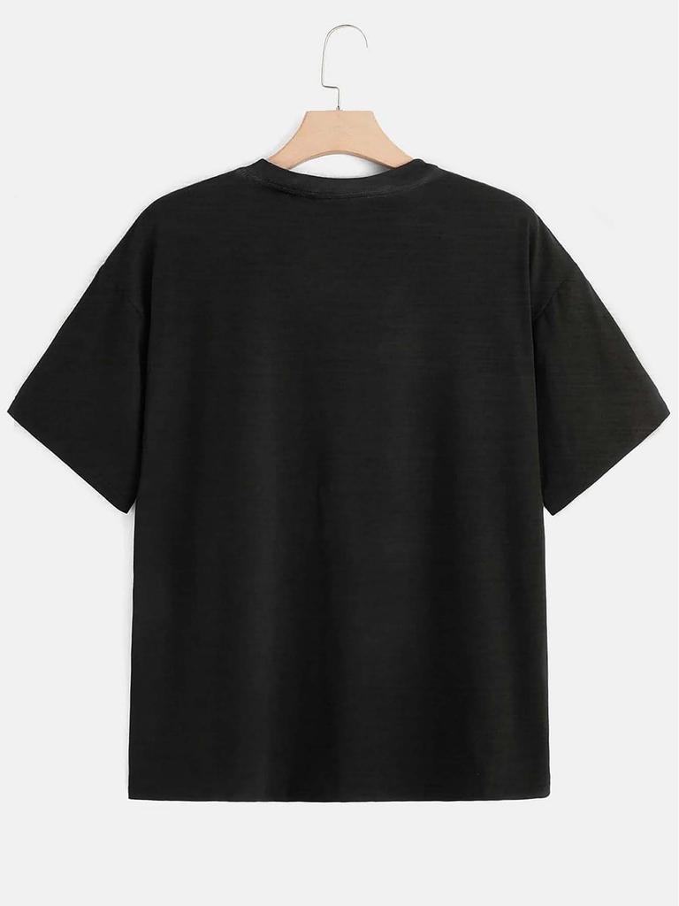 Topp för vår och sommar Damkläder Rosetryck Rundhalsad T-shirt Casual