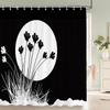 Shower Curtain Black and White Floral Pattern 3D Printing Shower Curtain Polyester Waterproof Home Decor Curtain 180x180CM