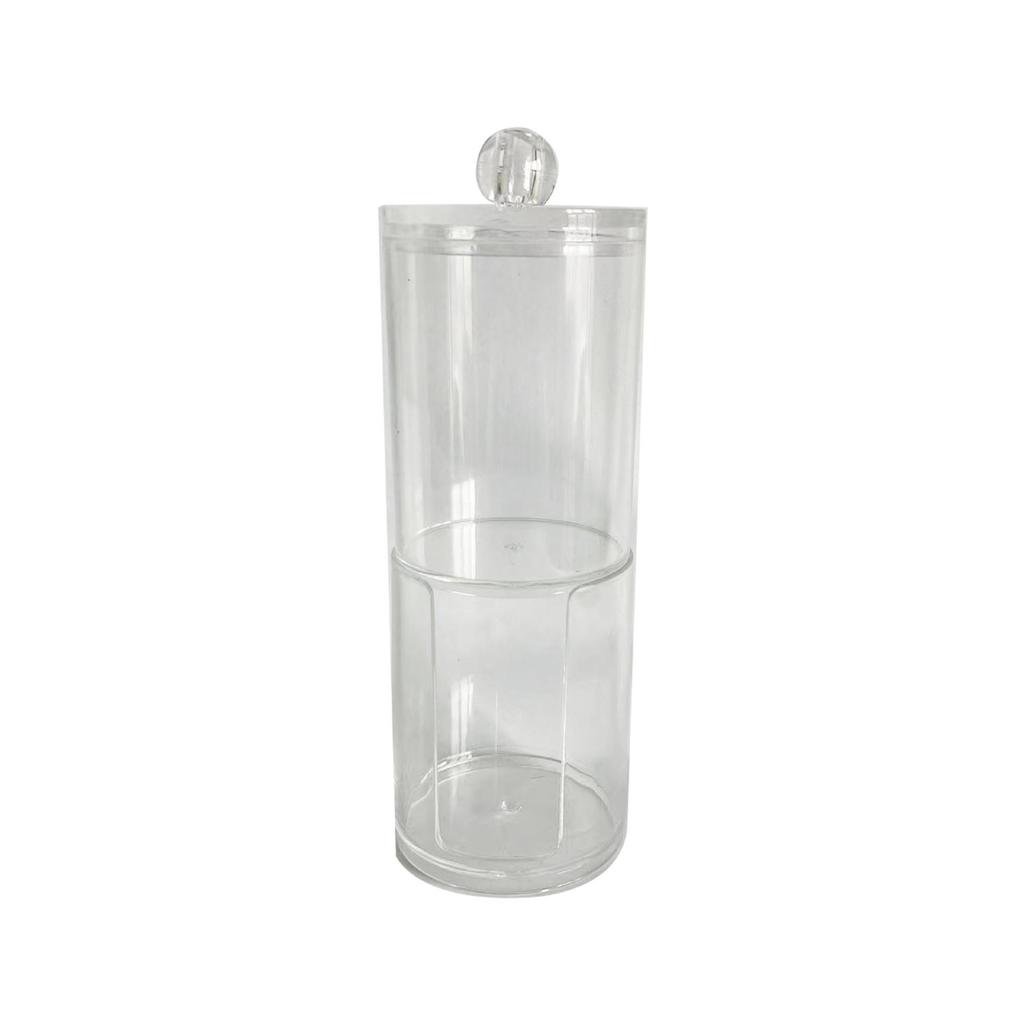 Diamond Pattern Cotton Pad Organizer with Wooden Lid - Multi-Purpose Desktop Storage Box