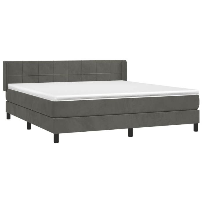 3130968 vidaXL Bed Base and Mattress Dark Grey 160x200cm Velvet