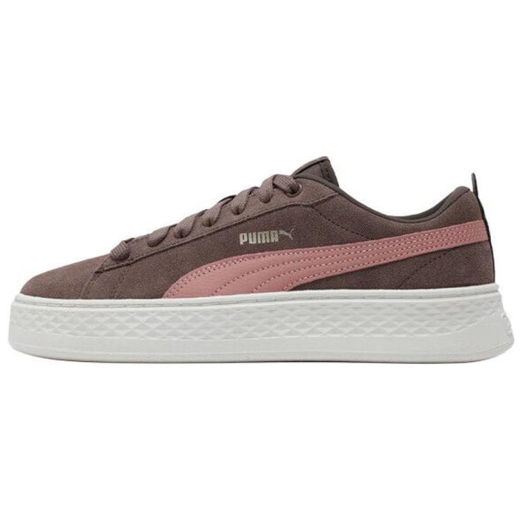 Puma Smash Platform Fashion Versatile Low-Top Sneakers Women sneakers Brown Pink 366488-18