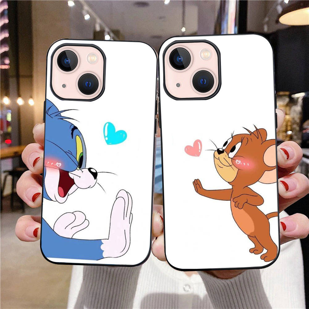 

J-3 Том и Джерри черный чехол для iPhone 16 15 14 13 12 Samsung S24 S23 Ultra Xiaomi POCO Redmi Note Realme Moto OPPO A15 Realme VIVO Pro Max Plus 5G