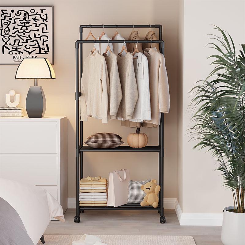 Movable Floor-Standing Children's Clothes Rack with Assembly & Drying Features