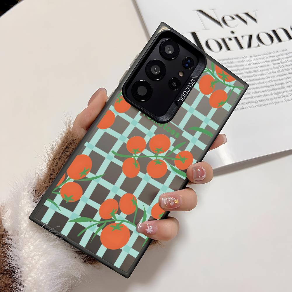 Ins Fruit Fashion Phone Case For Samsung Galaxy S25 Edge S24 S23 S22 S21 S20 Ultra Funda Silicone Silver Cover