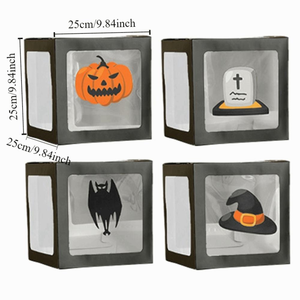 4Pcs/Set Cube 3D Transparent Balloons Boxes Pumpkin Photography Background Box  Haunted House