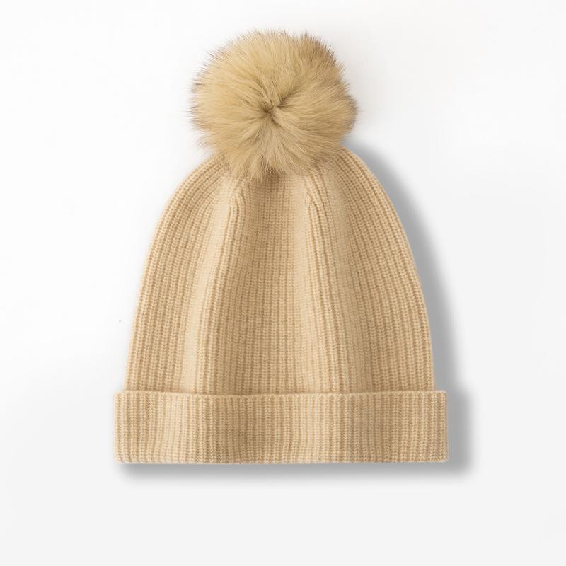 New Style Women's High End Solid Color Fur Ball Warm and Fashionable Knitted Cuffed Casual Toe Cap