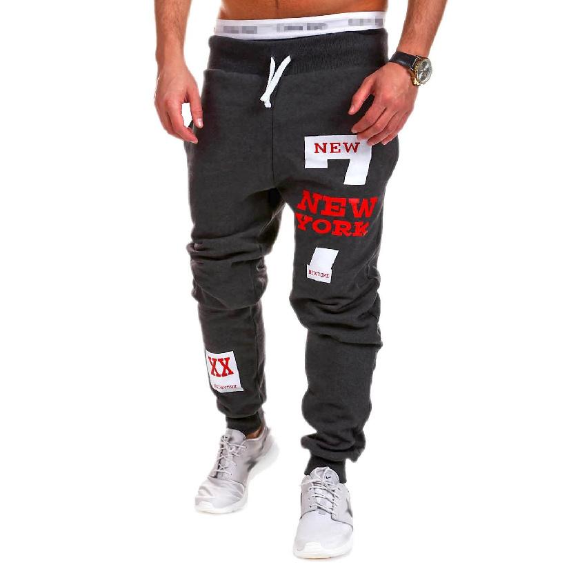 Pantaloni de fitness noi cu design hip hop cu alfabet imprimat pentru sport și timp liber pentru bărbați