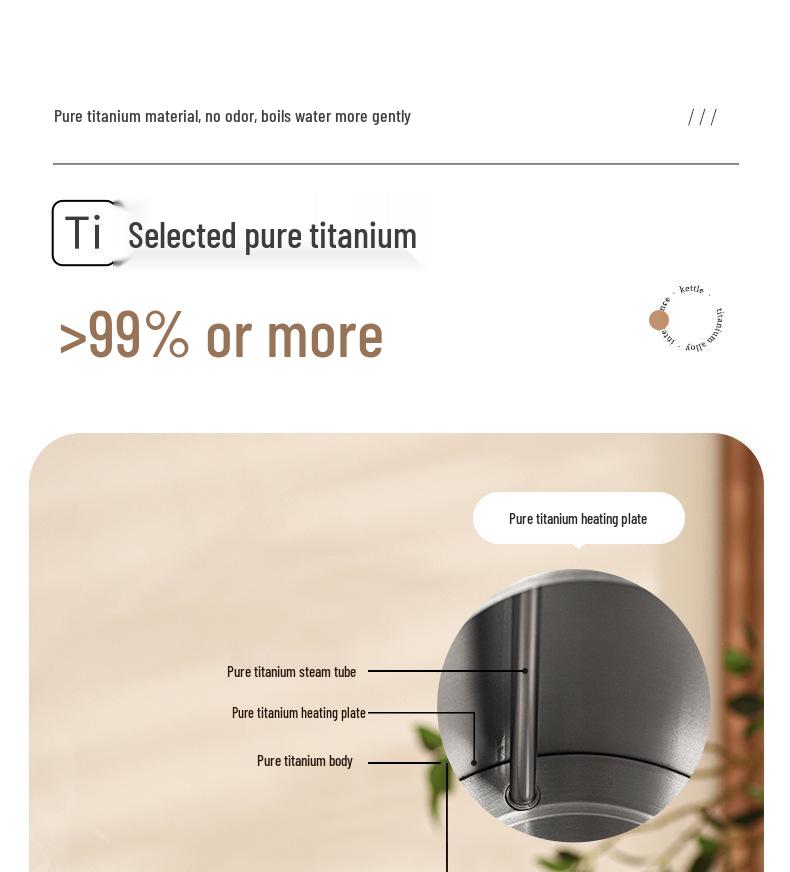Large Capacity Pure Titanium Electric Kettle with Auto Power-Off and Insulation for Tea Brewing