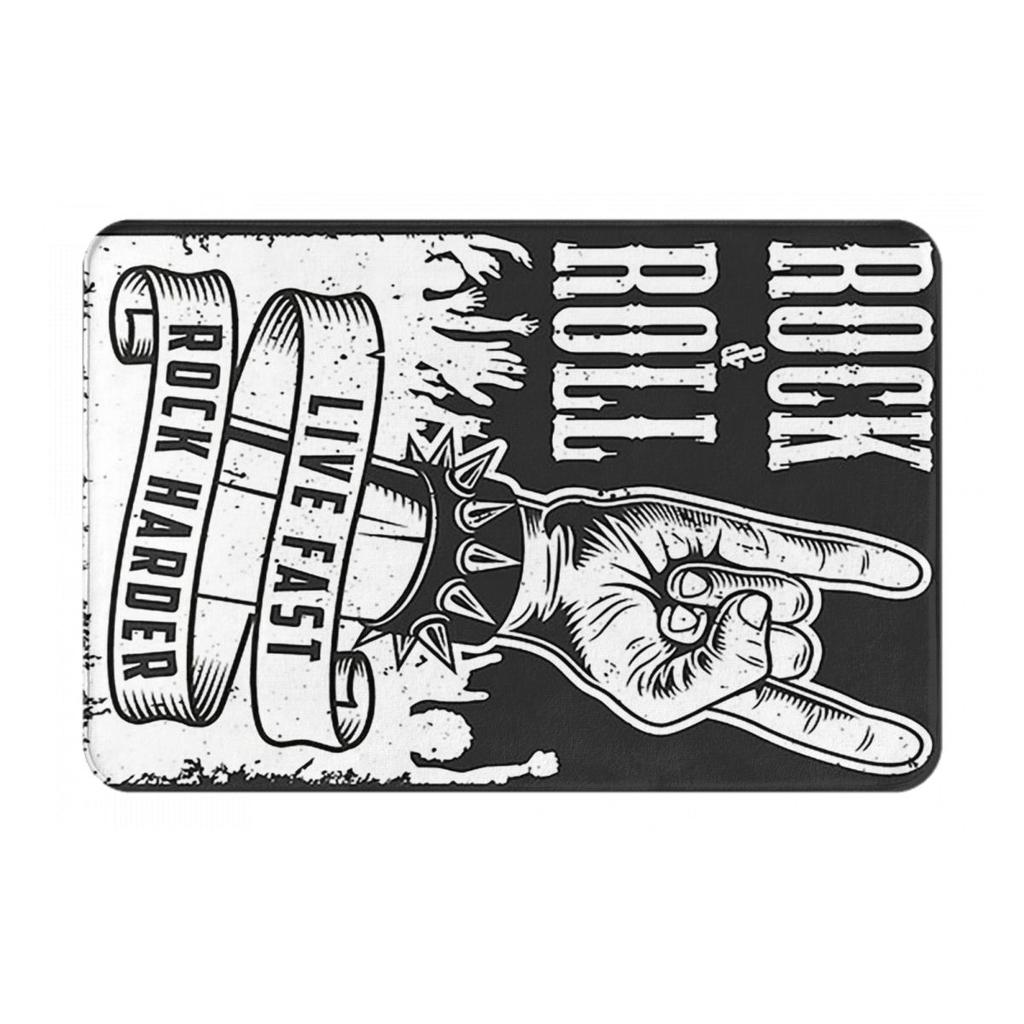 Rock Star Skull Rock N Roll Non-slip Doormat Floor Mat Dust-proo Carpet Rug for Kitchen Entrance Home Living room Footpad Mats