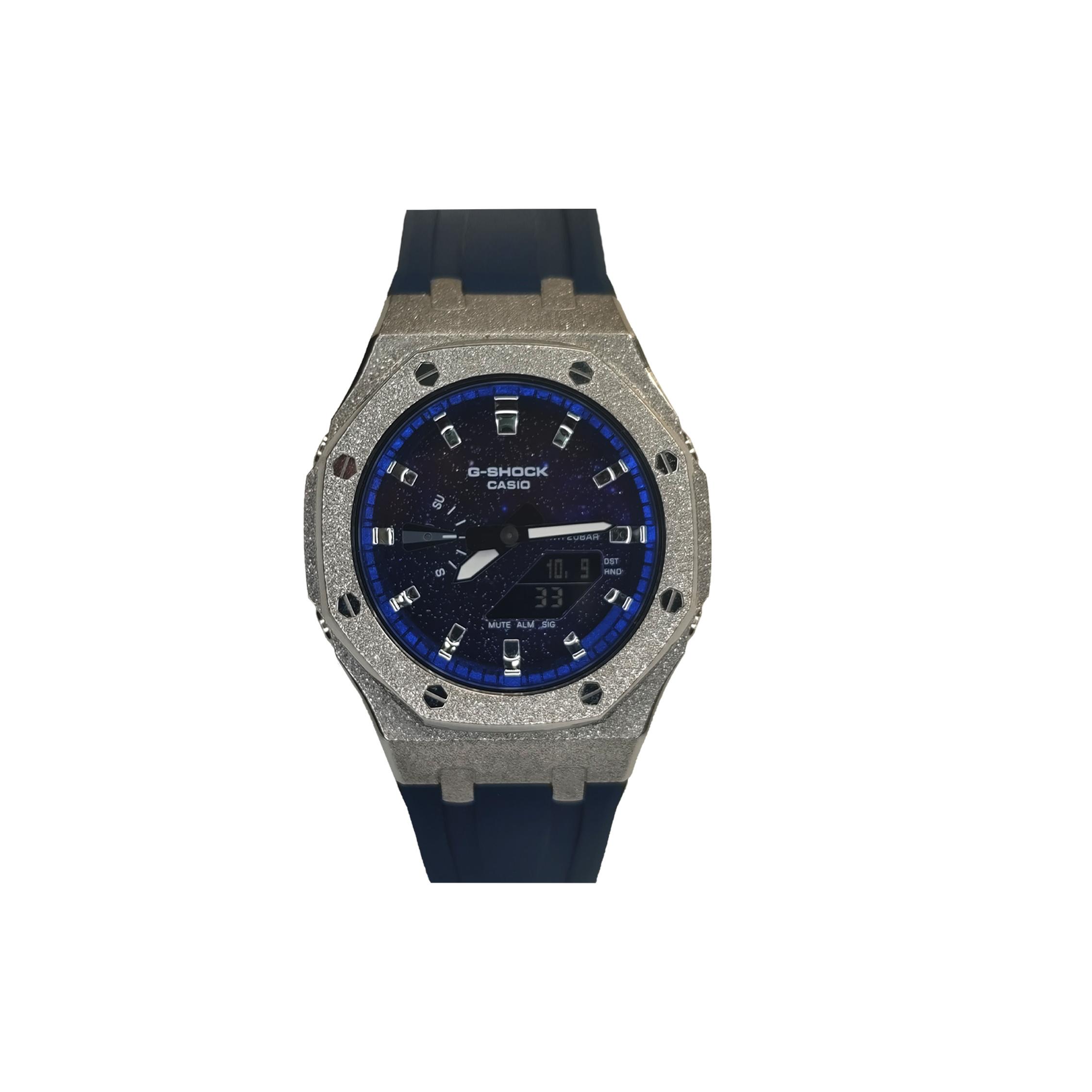 

CASIO Men Liquid Crystal,Analog Dual Display Series 44mm Blue Watch GA-2100-1A(Watch3--)