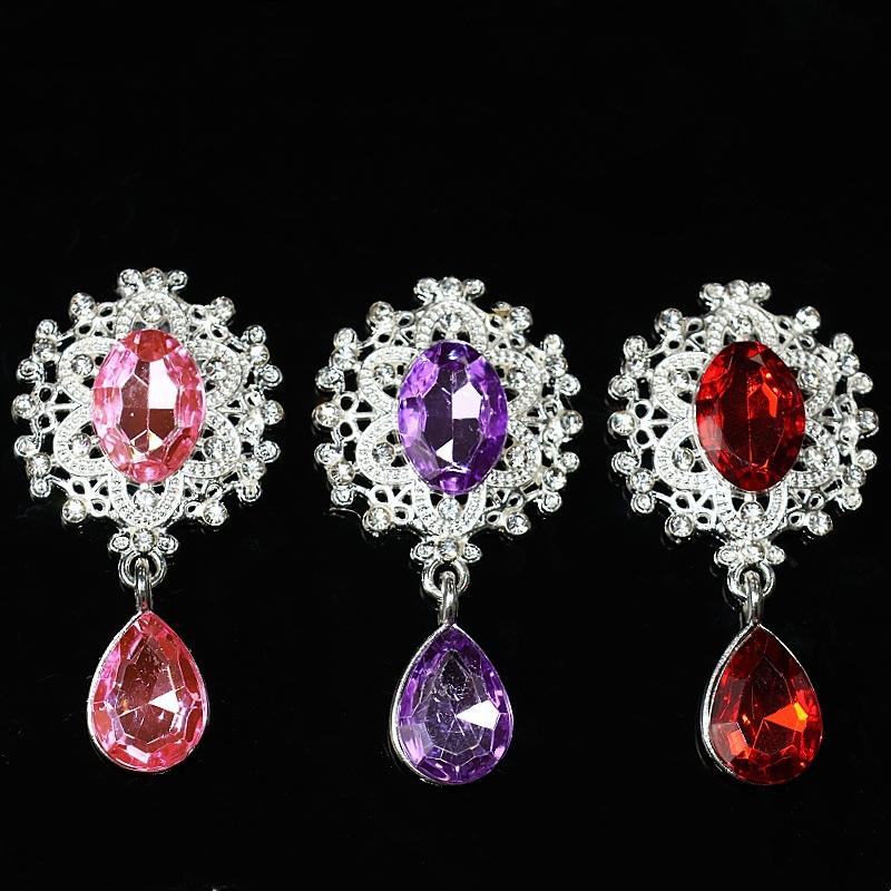 10PCS Metal Fashion DIY Jewelry Accessories Flower Plate Diamond Buckle Water Drop Gem Pendant Alloy Accessories Hair Accessories Headgear Material