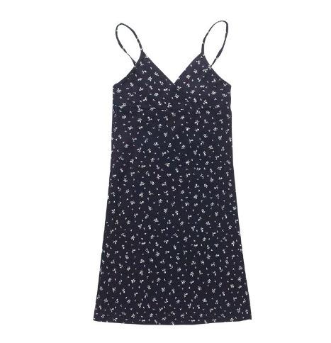 European and American pure desire retro printing v-neck suspender dress women's summer 2026 new floral suspender dress women's clothing