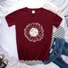 Spring Women's Simple Monochrome Sunflower Pattern Printed Pullover Loose Round Neck Pure Cotton Short Sleeved T-Shirts Women’s