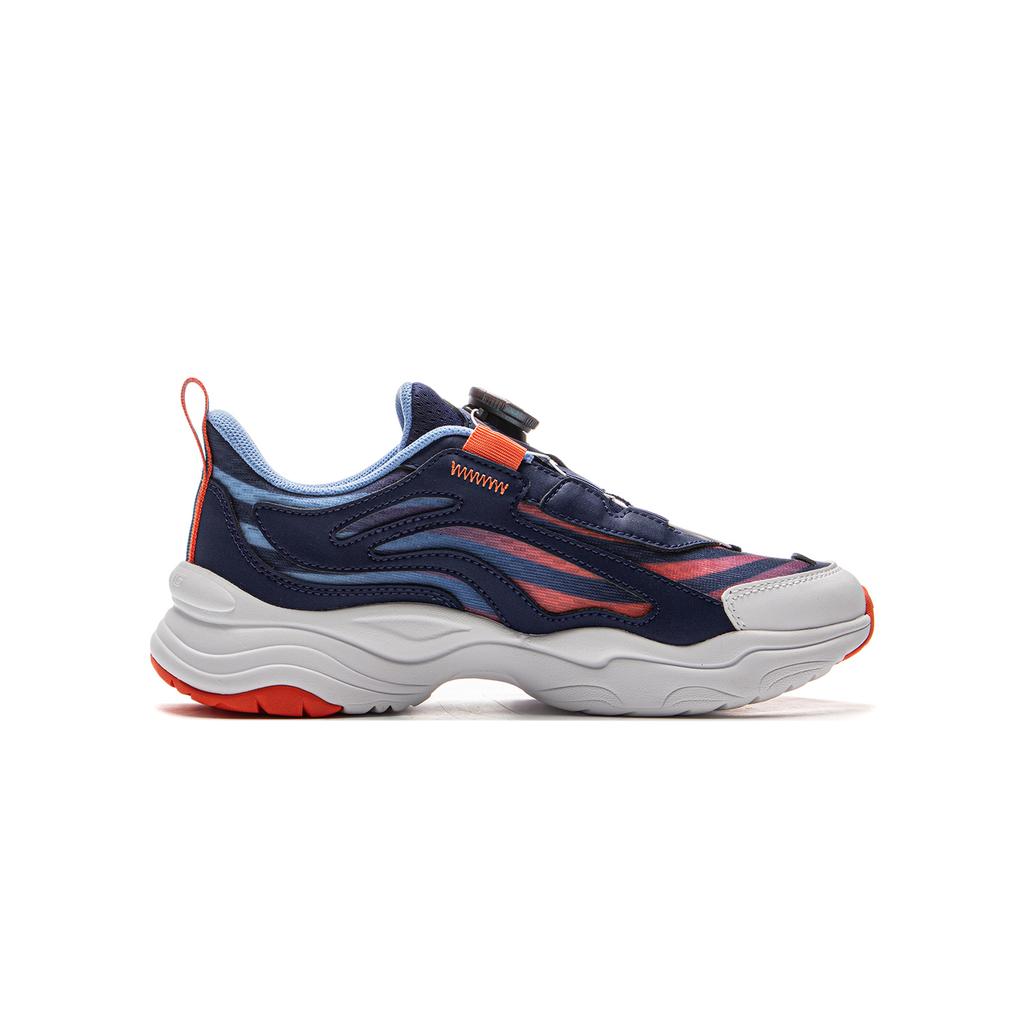Li Ning Kids Sports Lifestyle Series Comfortable Shock Absorption Rebound Low-Top Casual Shoes Kids sneaker Deep-Blue Orange YKCV202-9