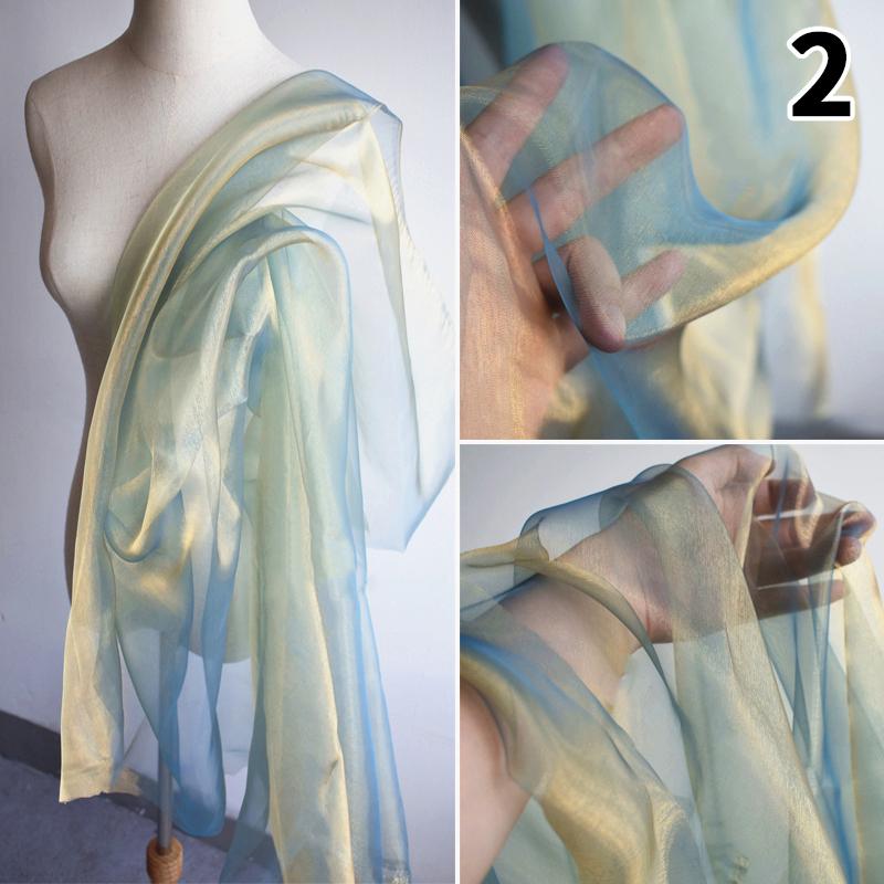 Laser Crystal Blue Gradient Mesh Gaze Designer Stoff Weiches Garn Spitze Schleier Stoff Für Diy Nähen Kleid Rock Hanfu Bühne Kleidung