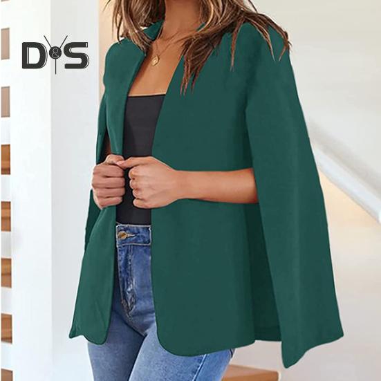 Frühling Herbst Frauen Kragen Split Sleeve Design Mantel Anzug Mantel Büro Dame Einfarbig Vorne Offen Beiläufige Lose Oberbekleidung Tops