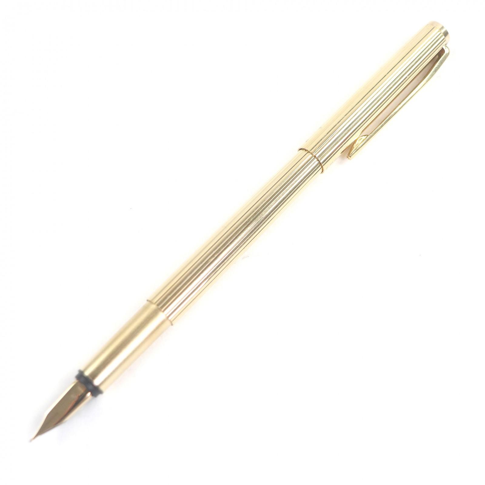 Great MONTBLANC fountain pen Noblesse Striped Pattern gold 14K mens Used