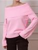 Russian Women's Early Spring Off-the-Shoulder Knit Sweater