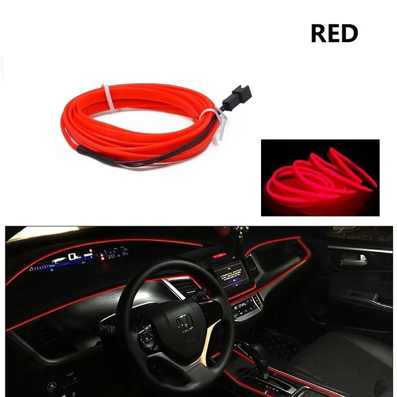 

Car Atmosphere lights LED cold light line Auto console Decorative light strip DIY ambient ligh EL luminous linet Interior Light 1M красный