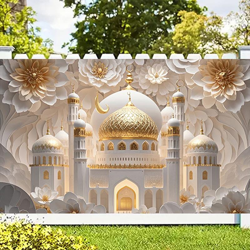 Motiv mešity Ramadán Eid Mubarak Dekorace Pozadí Banner Rodinný pokoj Foto Pozadí Party Dekorace Pozadí Měsíc Hvězda Eid Al Adha