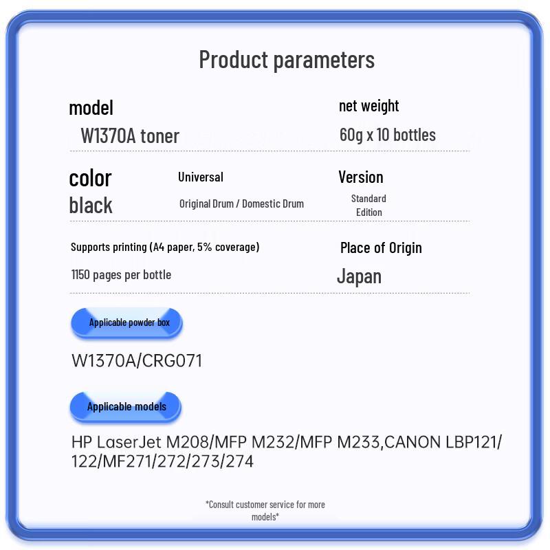 Lasun W1370A Compatible Black Toner Powder