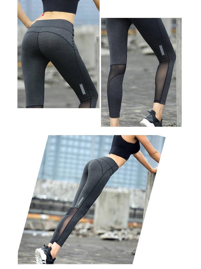 Damen High-Waist Mesh Yoga-Hose - Hüfthebend, Schnelltrocknend, Enganliegend für Laufen und Fitness