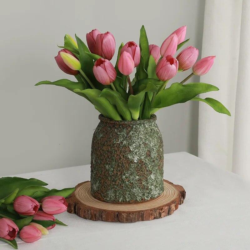 10 stücke Rosa PU Tulpe Simulation Touch Tulpe Hause Dekoration Dekoration Dekoration Dekoration Hochzeit Fotografie Requisiten Künstliche