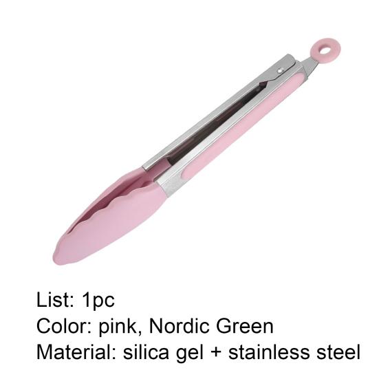 Lightweight Food Clamp Heat-resistant Silicone Easy Clean Hanging Ring Cooking Clip Tong for Kitchen