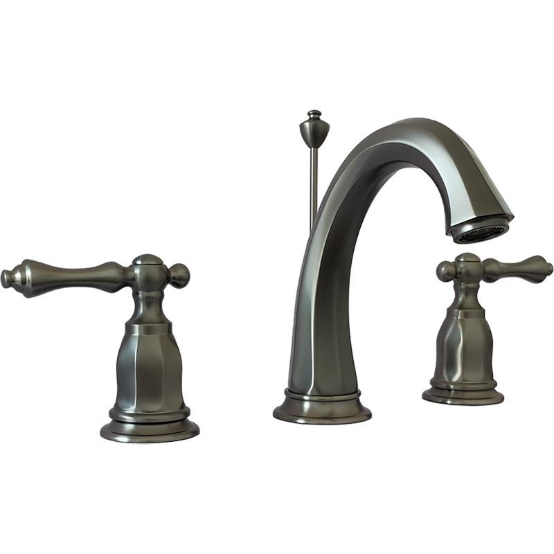 Luxury Widespread Basin Faucet hot and cold 8 inch Sink faucet Chrome Brass Three Holes Black bathroom sink tap with pop up