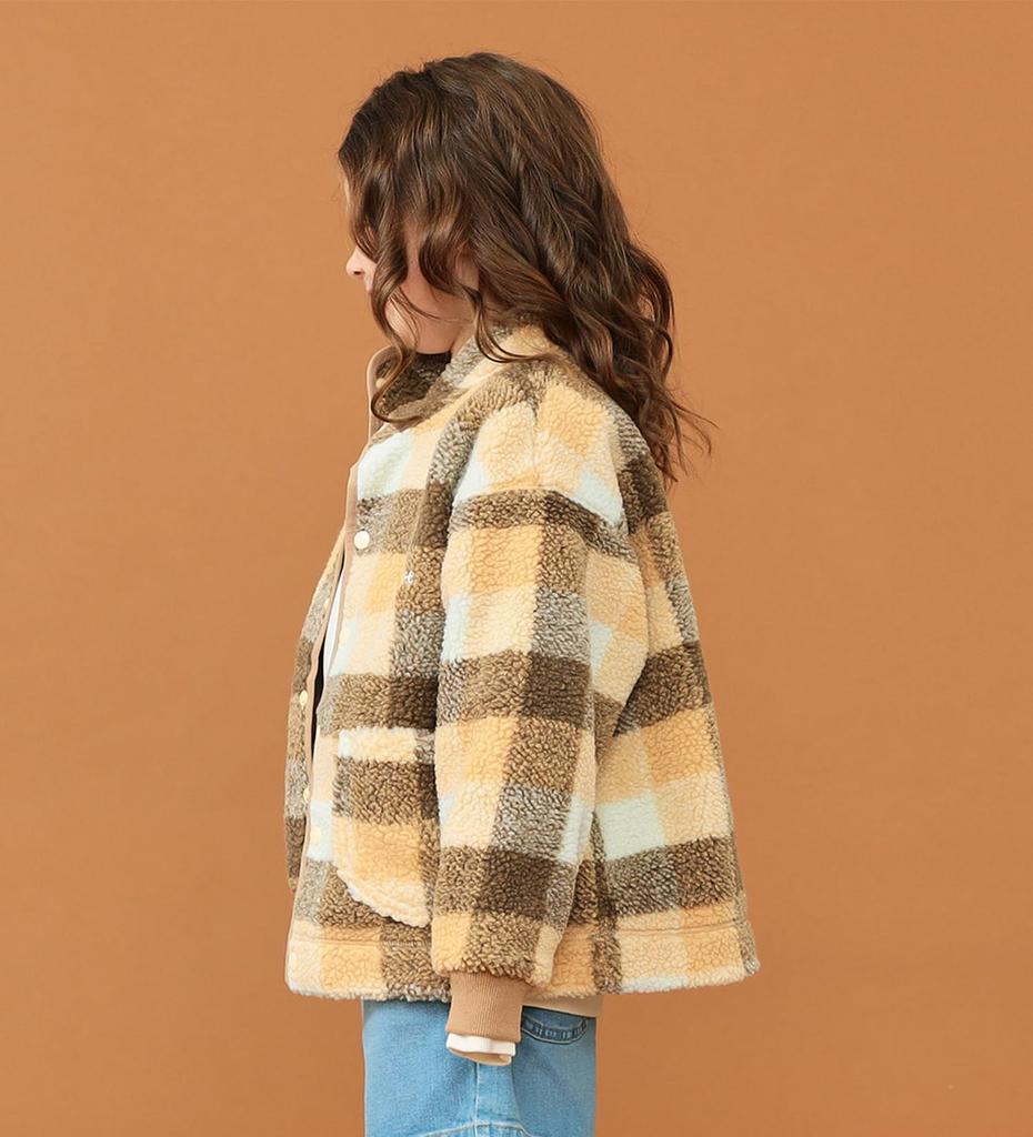 Lee Soft Touch Boa Beige Sizes Jacket, Kids' Check, 110cm-150cm