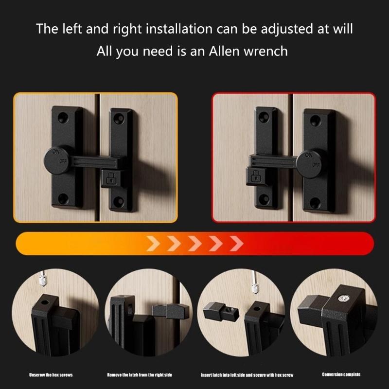 Easy Installion Designs 90/180 Degree Door Latches Lock for Extra Privacy In Hotel Offices Supplies and Garages Use